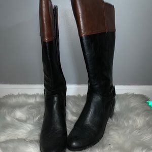 black and brown boots